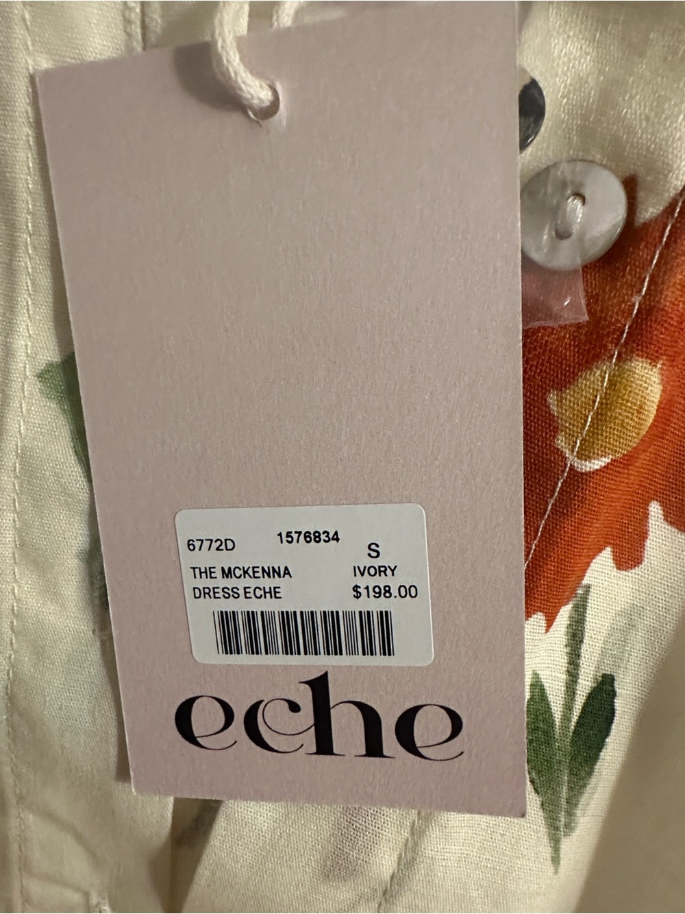 Sleeveless Cream Midi Dress with Orange & Green Floral Print - Picture 5 of 5